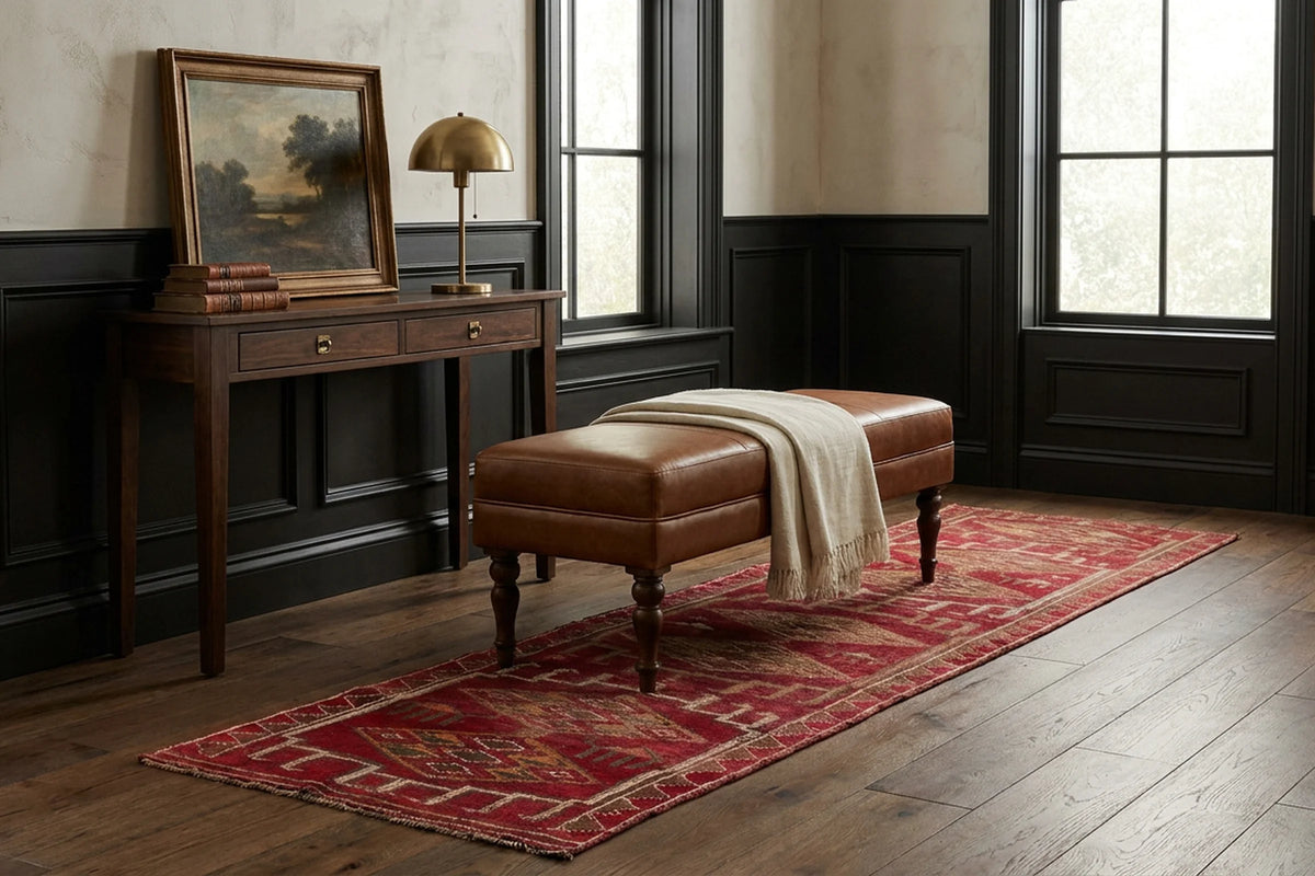 Persian Style Runner Rug in a styled room
