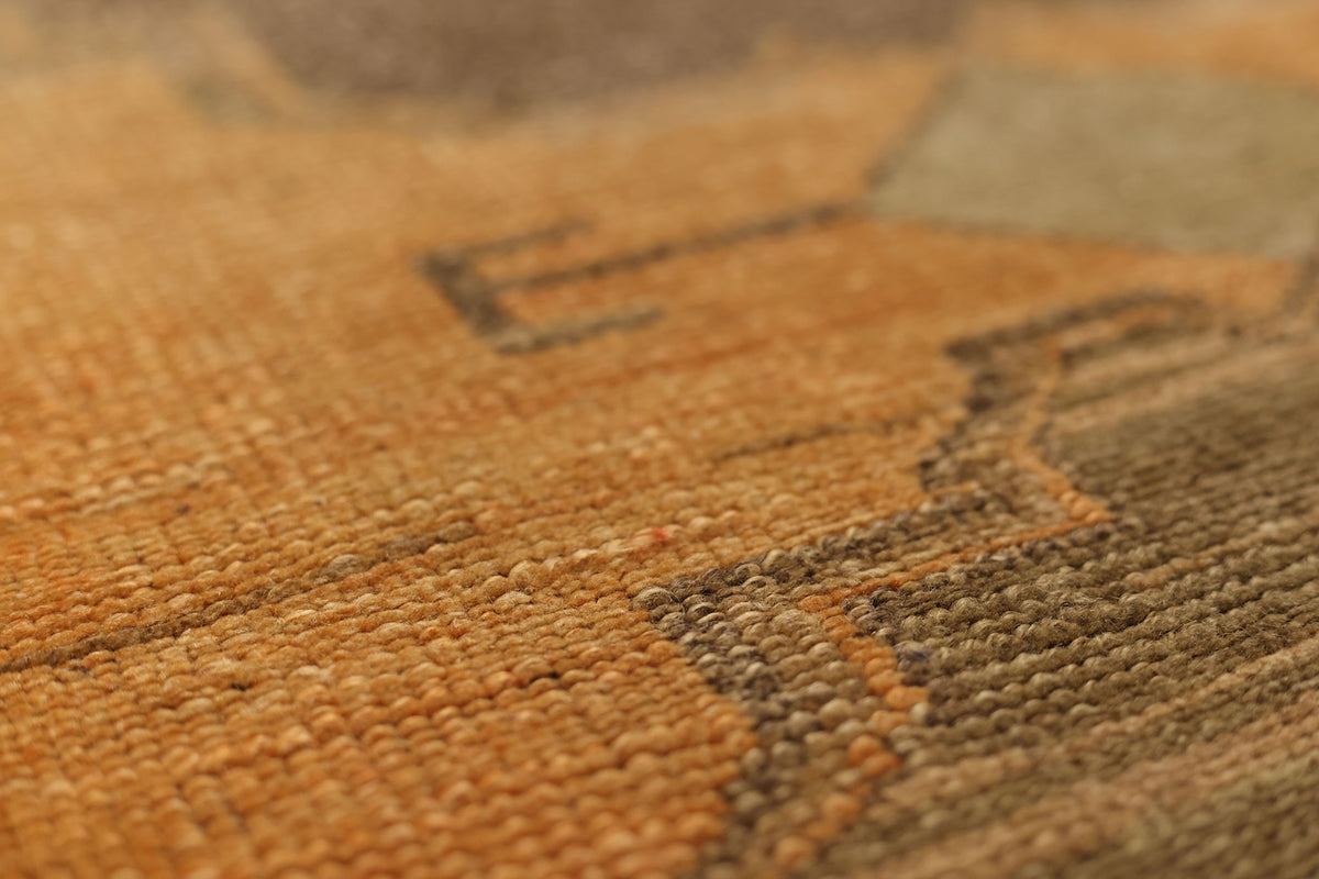 Vintage Sivas Turkish Runner Rug 2x9 ft — Orange & Gray Geometric