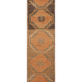 Vintage Malatya Turkish Runner Rug 2x11 ft — Orange & Brown Geometric (No. 25328)