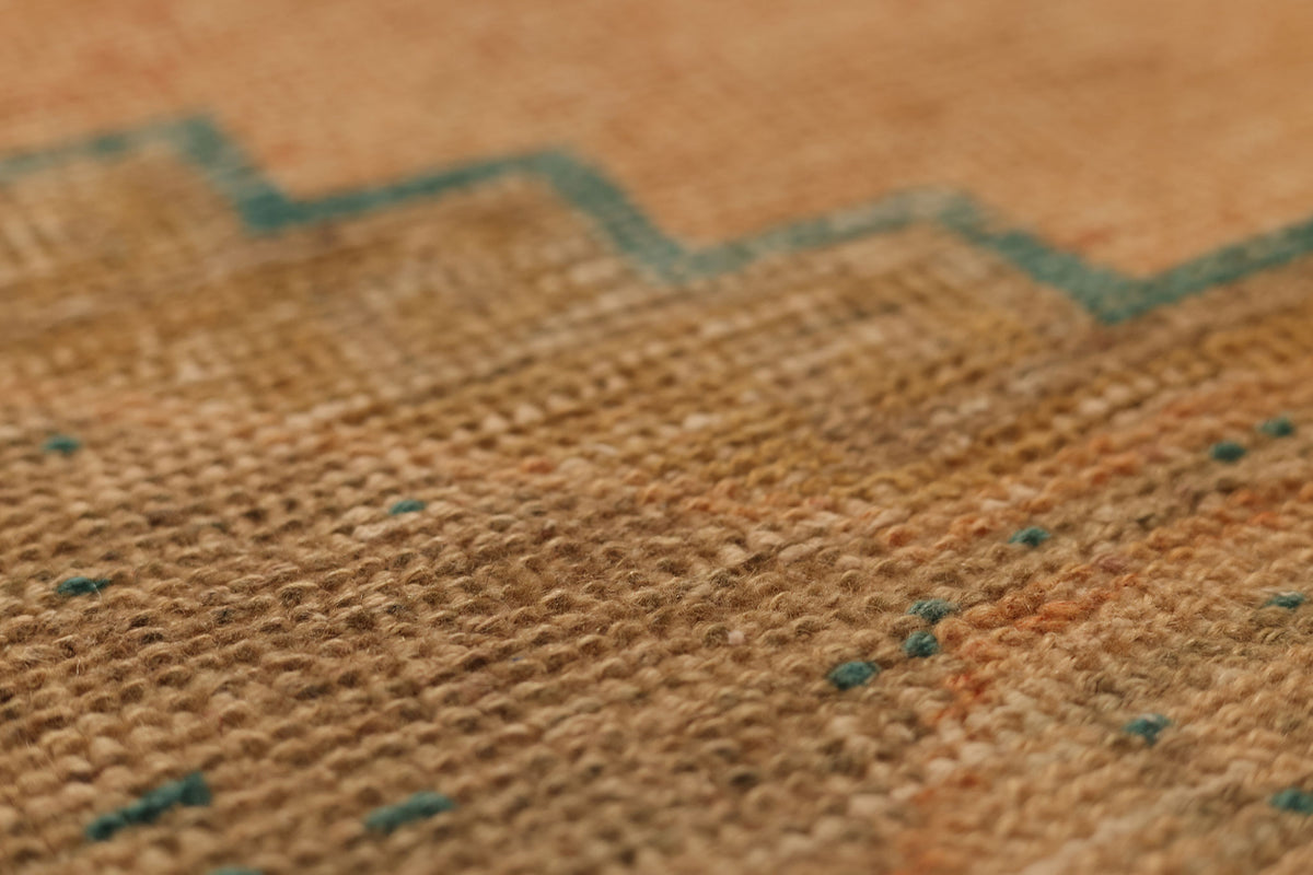 Vintage Malatya Turkish Runner Rug 2x11 ft — Orange & Brown Geometric (No. 25328)