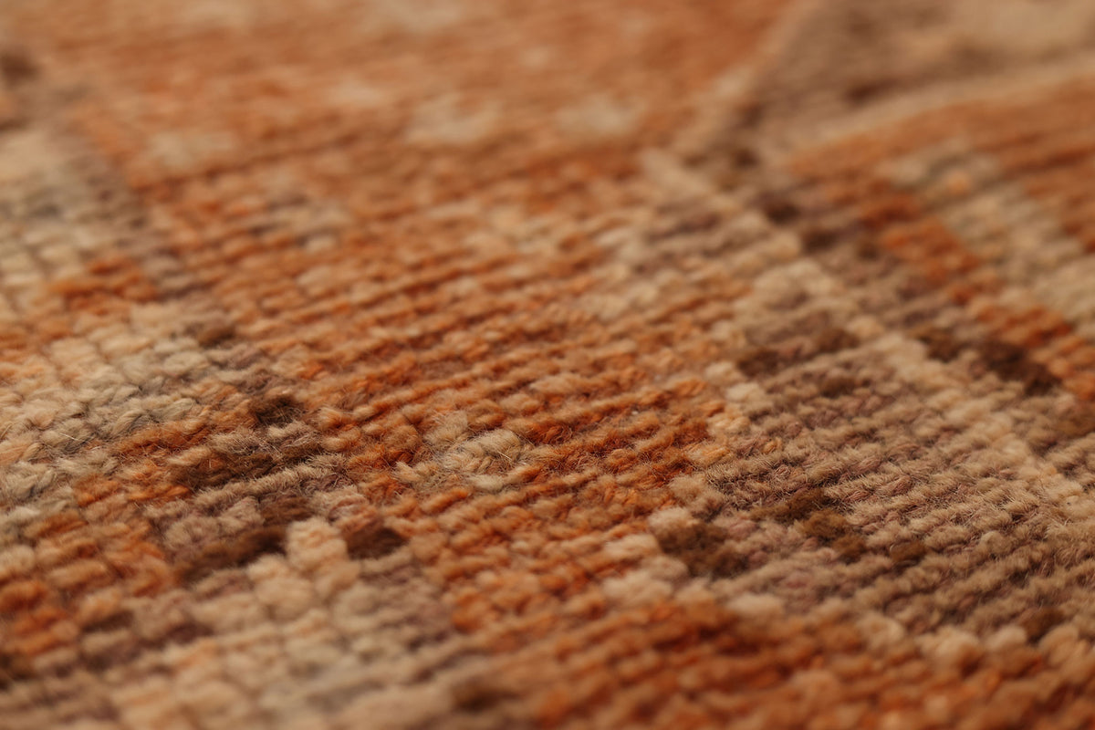 Vintage Malatya Turkish Runner Rug 2x11 ft — Orange & Brown Geometric (No. 25343)