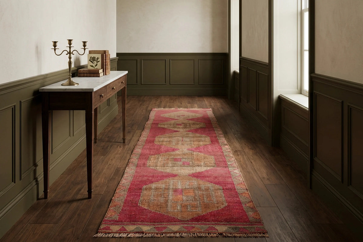 Persian Style Runner Rug in a styled room