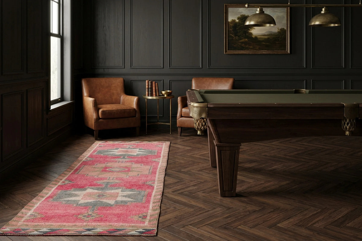 Persian Style Runner Rug in a styled room