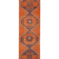 Vintage Malatya Turkish Runner Rug 2x11 ft — Orange & Brown Geometric (No. 25359)