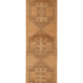 Vintage Malatya Turkish Runner Rug 3x12 ft — Beige & Brown Geometric