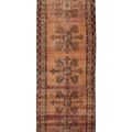 Vintage Malatya Turkish Runner Rug 3x10 ft — Orange & Brown Geometric