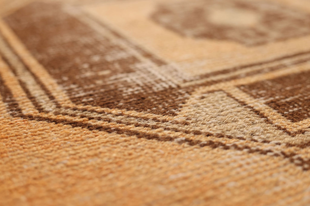 Vintage Malatya Turkish Runner Rug 3x11 ft — Orange & Brown Geometric