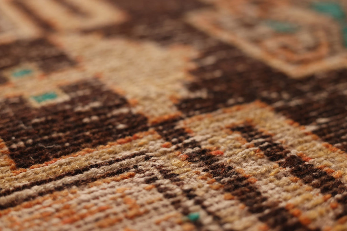 Vintage Malatya Turkish Runner Rug 3x11 ft — Orange & Brown Southwestern