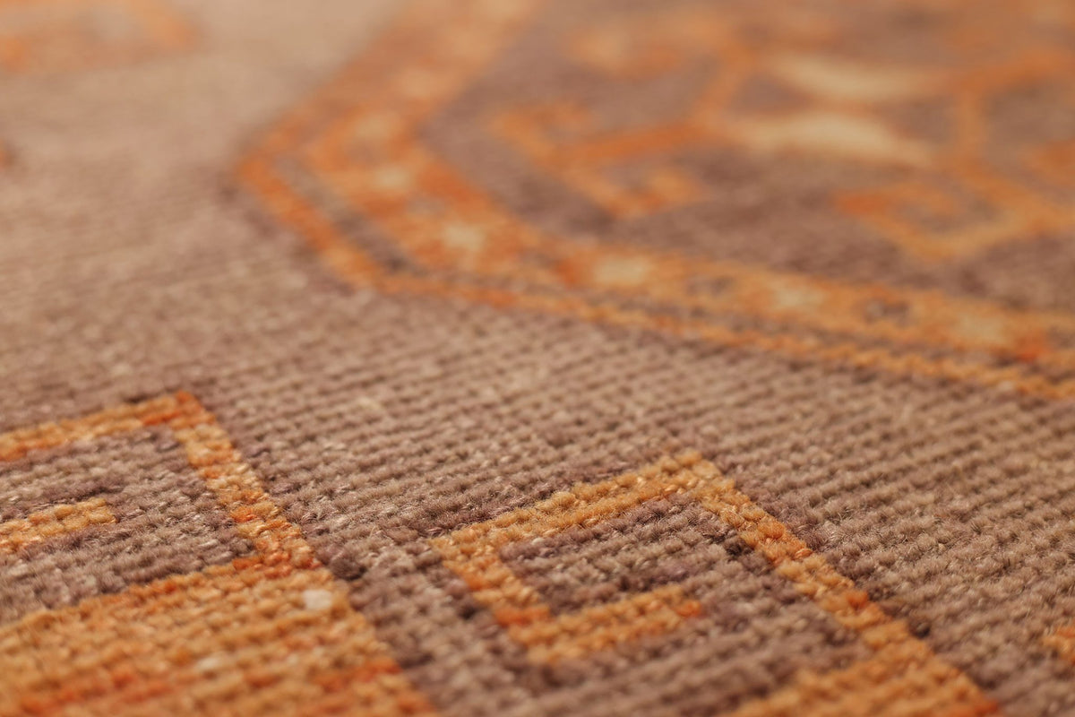 Vintage Malatya Turkish Runner Rug 3x12 ft — Orange & Brown Geometric