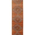 Vintage Malatya Turkish Runner Rug 3x12 ft — Orange & Brown Geometric