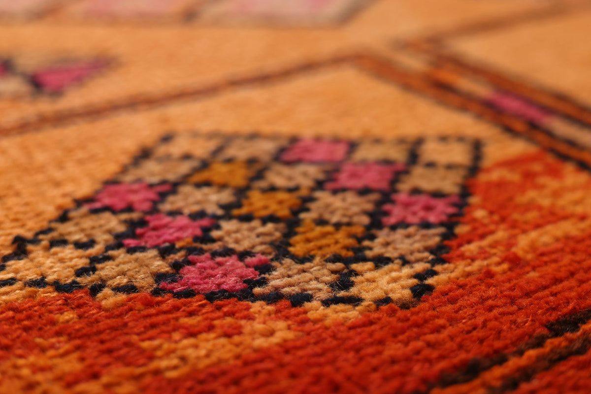 Vintage Southeastern Persian Style Runner Rug 3x13 ft — Orange & Brown Geometric