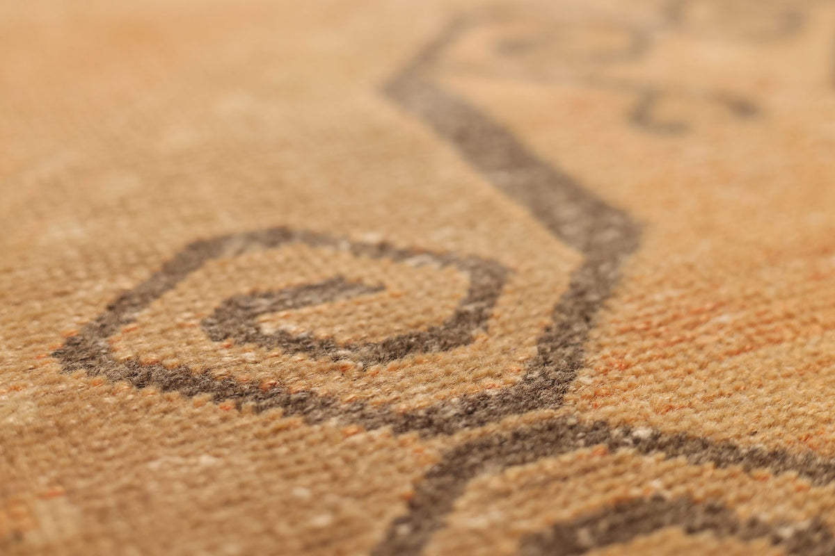 Vintage Malatya Turkish Runner Rug 3x10 ft — Beige & Brown Geometric