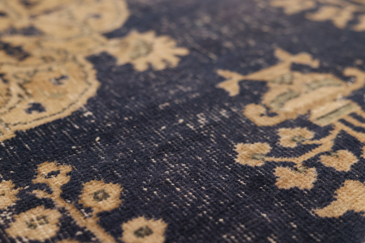Vintage Isparta Turkish Runner Rug 2x8 ft — Blue & Beige Floral
