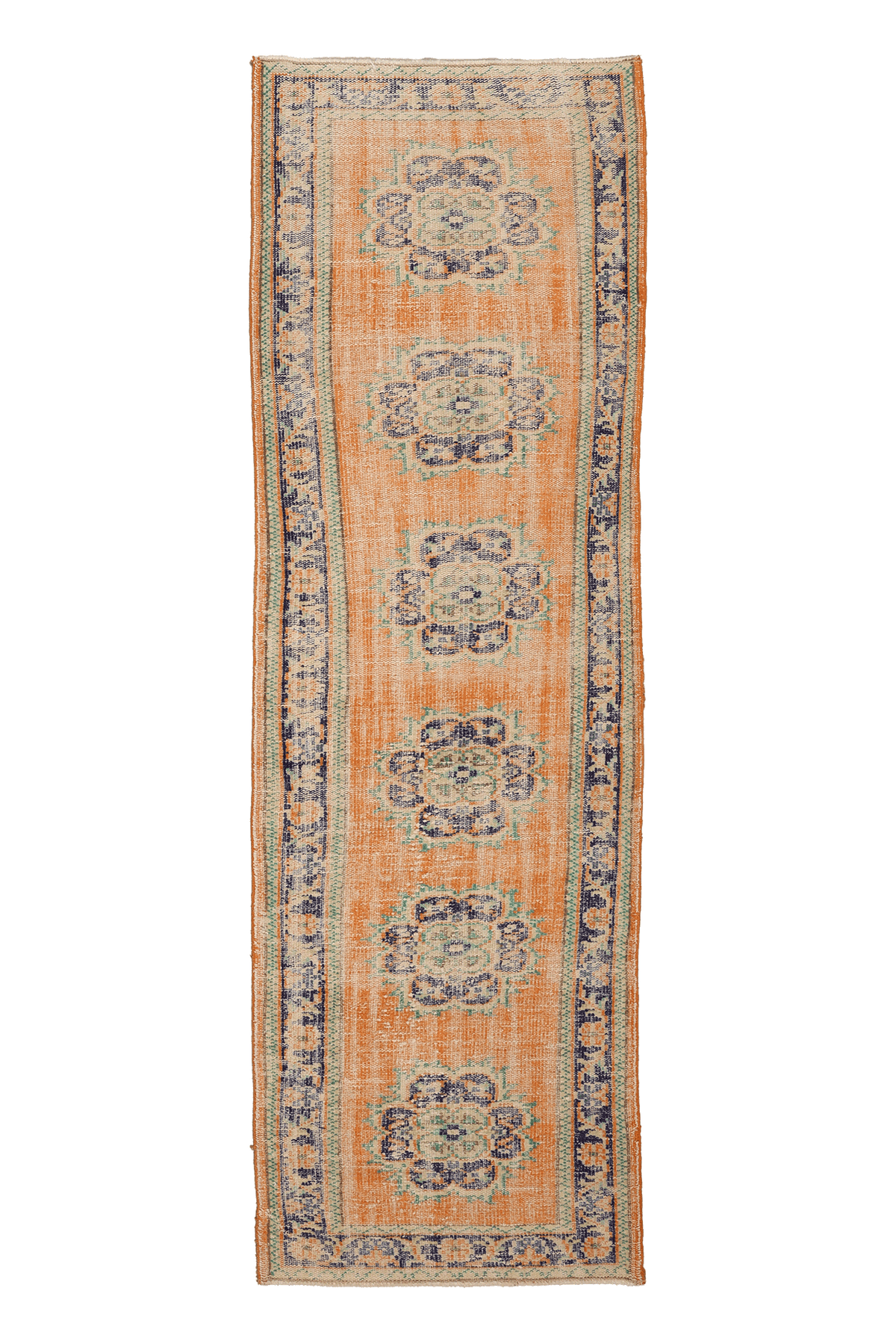 Vintage Manisa Turkish Runner Rug 2x9 ft — Orange Floral