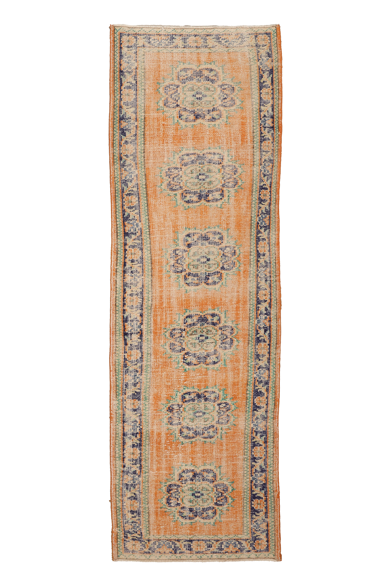 Vintage Manisa Turkish Runner Rug 2x9 ft — Orange Floral