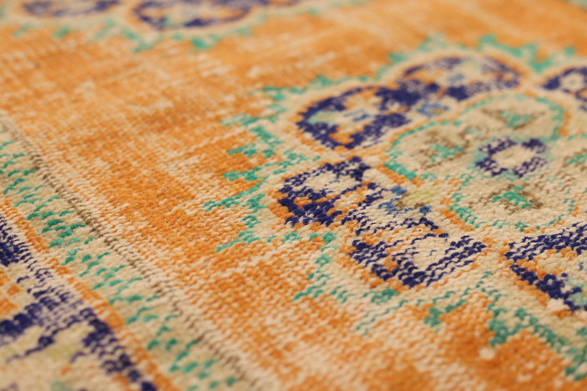 Vintage Manisa Turkish Runner Rug 2x9 ft — Orange Floral