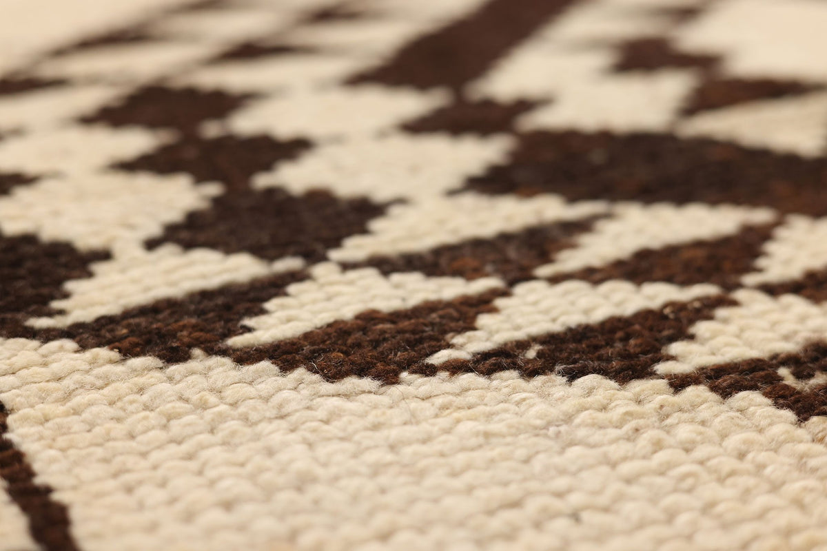 Vintage Southeastern Persian Style Runner Rug 3x11 ft — Beige & Brown Geometric