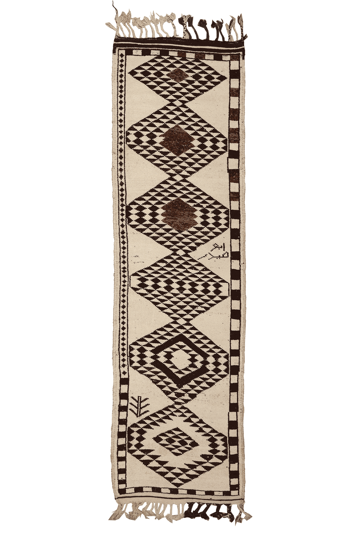 Vintage Southeastern Persian Style Runner Rug 3x11 ft — Beige & Brown Geometric