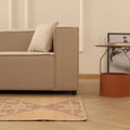 Vintage Malatya Turkish Doormat 3x3 ft — Beige & Brown Geometric