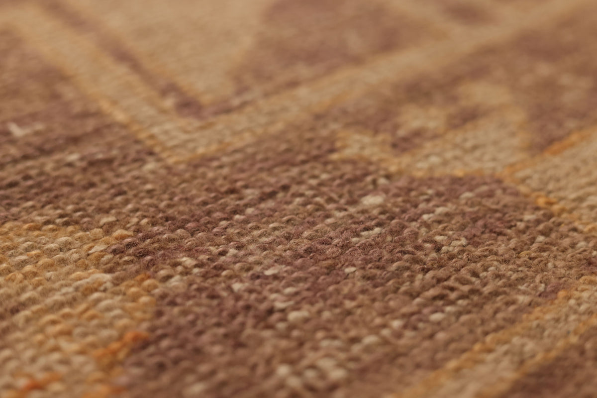 Vintage Malatya Turkish Doormat 3x3 ft — Beige & Brown Geometric