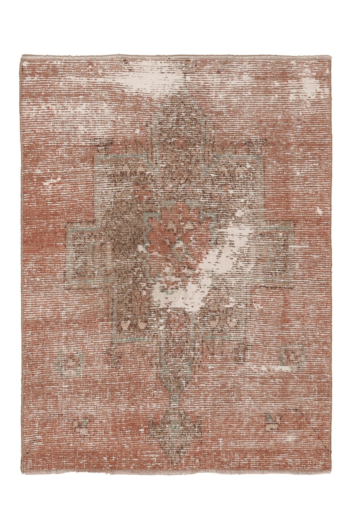 Vintage Malatya Turkish Runner Rug 2x3 ft — Brown & Beige Distressed