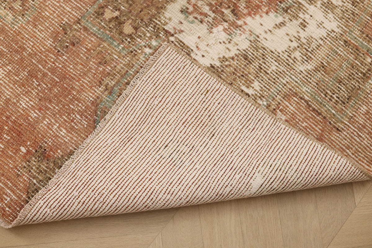 Vintage Malatya Turkish Runner Rug 2x3 ft — Brown & Beige Distressed