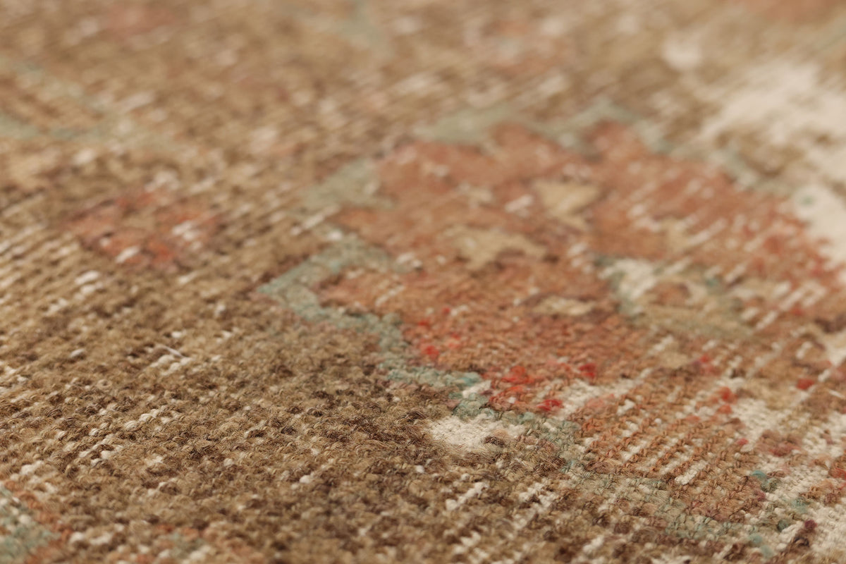 Vintage Malatya Turkish Runner Rug 2x3 ft — Brown & Beige Distressed