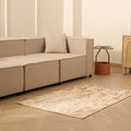Vintage Manisa Turkish Area Rug 3x4 ft — Beige Distressed