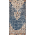 Vintage Isparta Turkish Runner Rug 2x6 ft — Blue & Beige Distressed