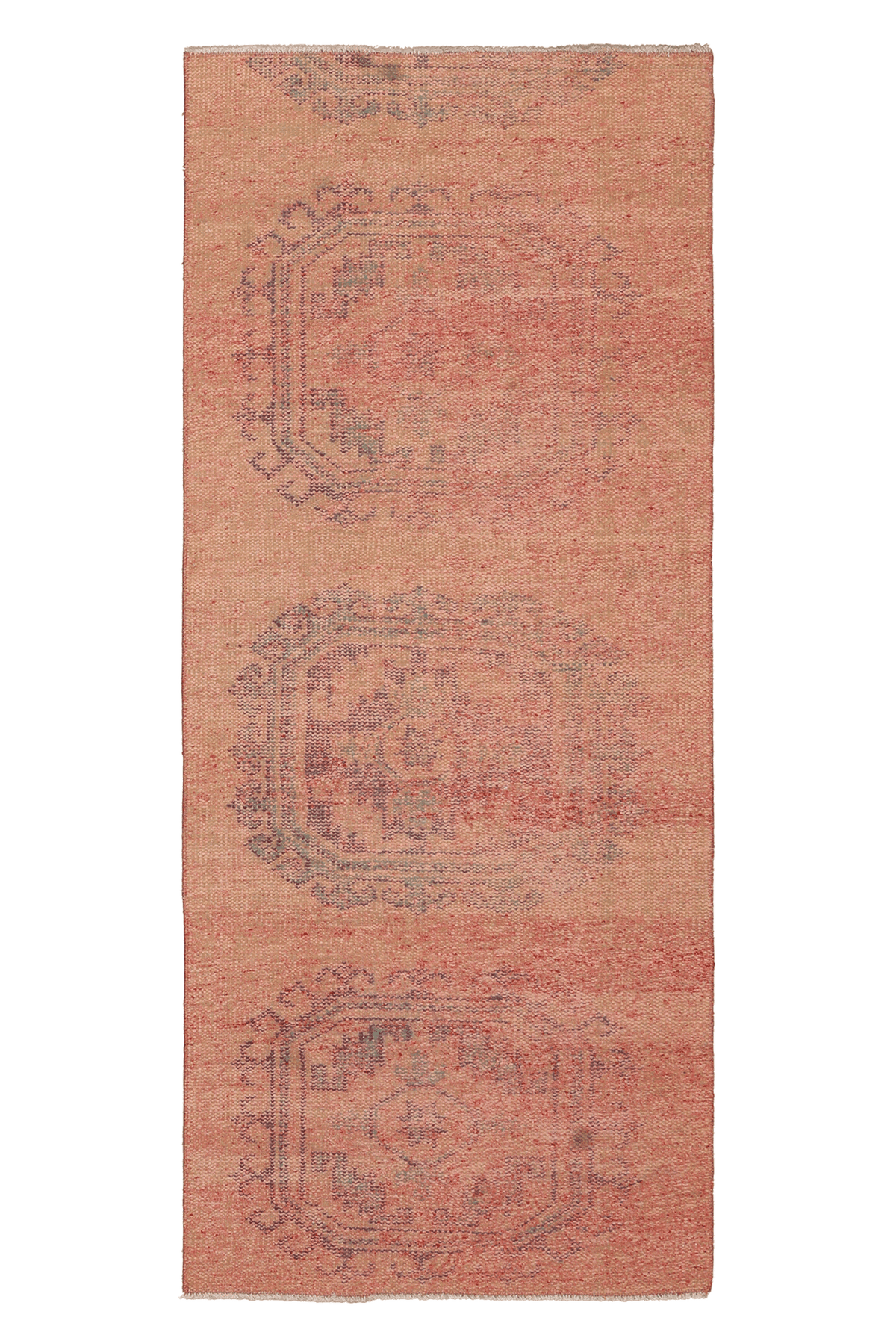 Vintage Manisa Turkish Runner Rug 2x6 ft — Orange & Gray maximalist