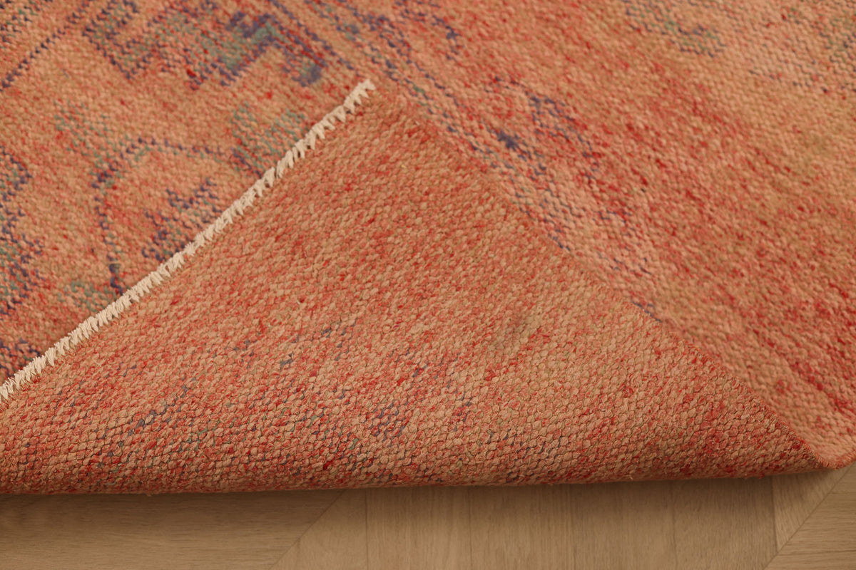 Vintage Manisa Turkish Runner Rug 2x6 ft — Orange & Gray maximalist