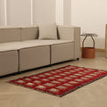 Vintage Konya Turkish Runner Rug 3x5 ft — Red & Orange Floral