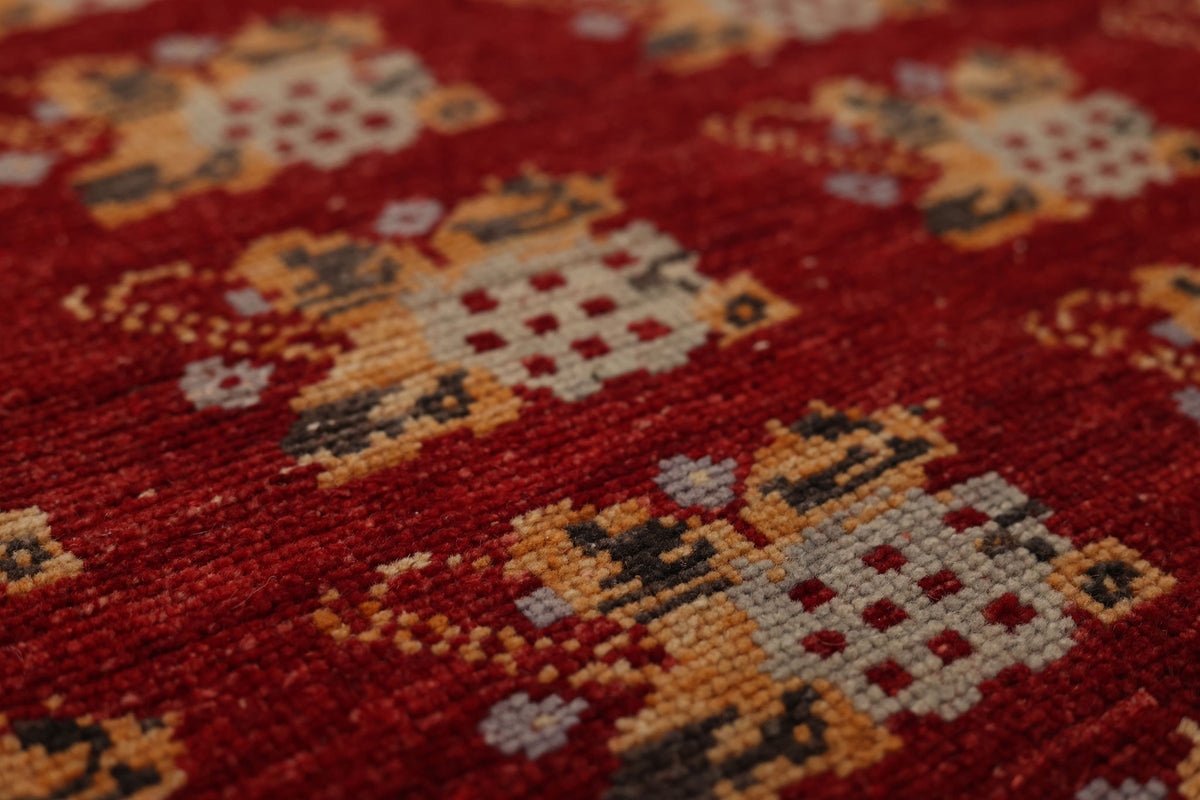Vintage Konya Turkish Runner Rug 3x5 ft — Red & Orange Floral