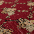 Vintage Isparta Turkish Runner Rug 2x5 ft — Red & Beige Distressed