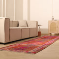 Vintage Southeastern Persian Style Runner Rug 3x13 ft — Red & Pink Geometric