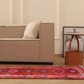Vintage Southeastern Persian Style Runner Rug 3x13 ft — Red & Pink Geometric