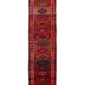 Vintage Southeastern Persian Style Runner Rug 3x13 ft — Red & Pink Geometric