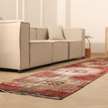 Vintage Malatya Turkish Runner Rug 3x14 ft — Red & Beige Geometric