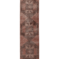 Vintage Malatya Turkish Runner Rug 3x13 ft — Red & Brown Geometric