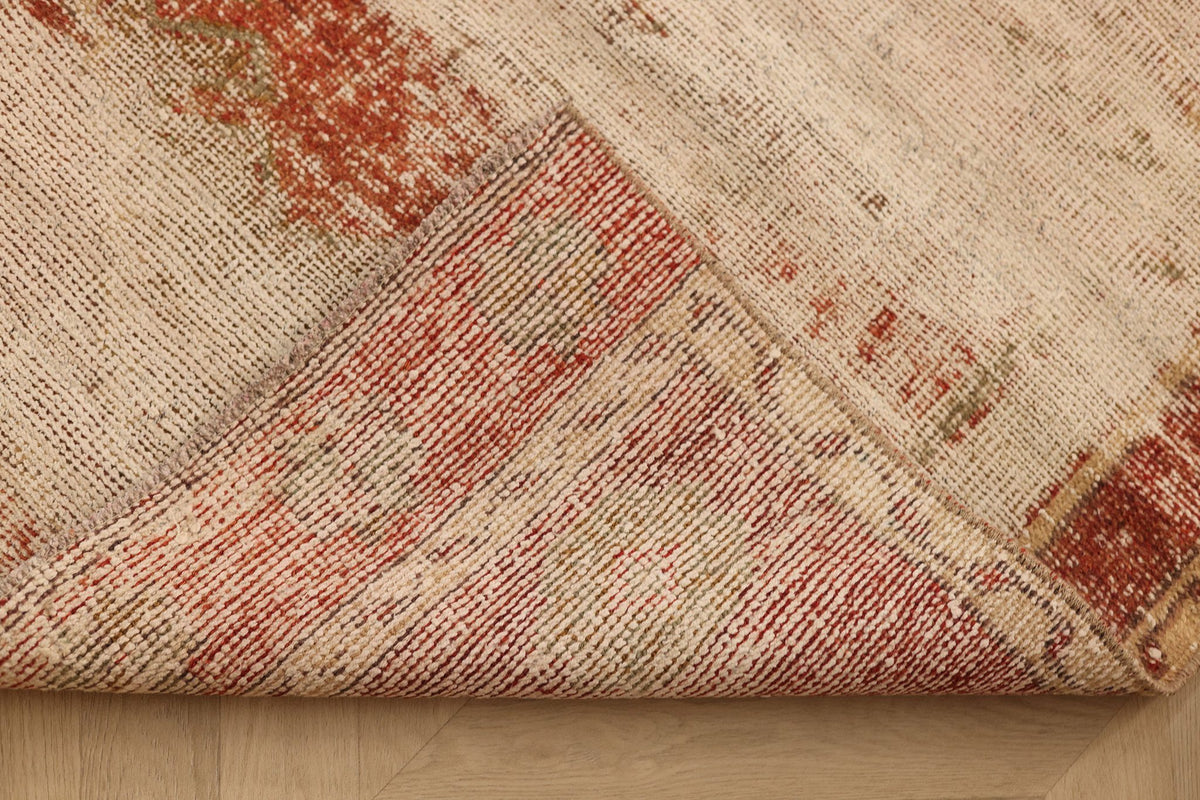 Vintage Malatya Turkish Runner Rug 3x11 ft — Red & Beige Geometric