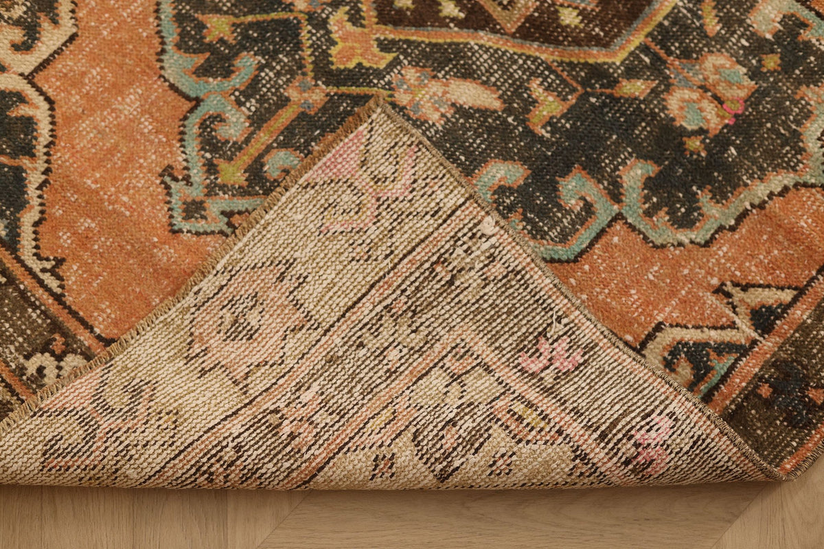 Vintage Konya Turkish Runner Rug 3x11 ft — Orange & Brown Distressed