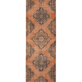 Vintage Konya Turkish Runner Rug 3x11 ft — Orange & Brown Floral
