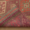 Vintage Southeastern Patchwork Runner Rug 3x11 ft — Red & Brown Geometric