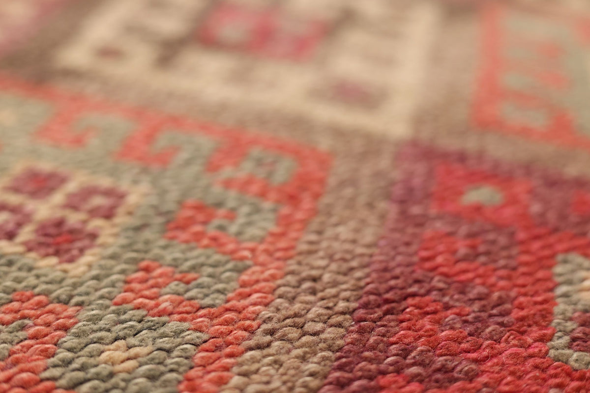 Vintage Southeastern Patchwork Runner Rug 3x11 ft — Red & Brown Geometric