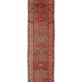 Vintage Southeastern Persian Style Runner Rug 3x13 ft — Red & Brown Geometric