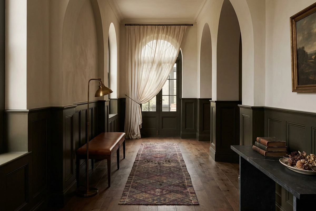 Persian Style Runner Rug in a styled room