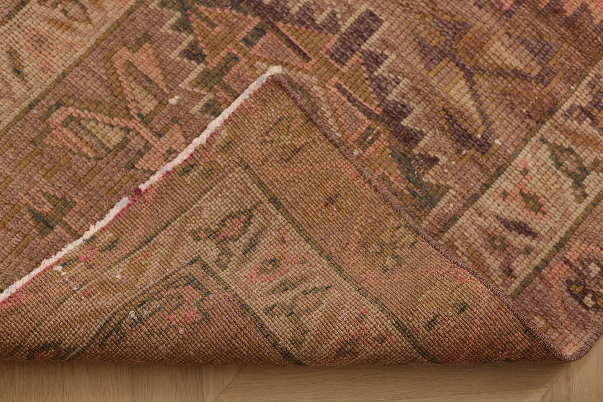 Vintage Southeastern Persian Style Runner Rug 3x14 ft — Brown & Red Geometric