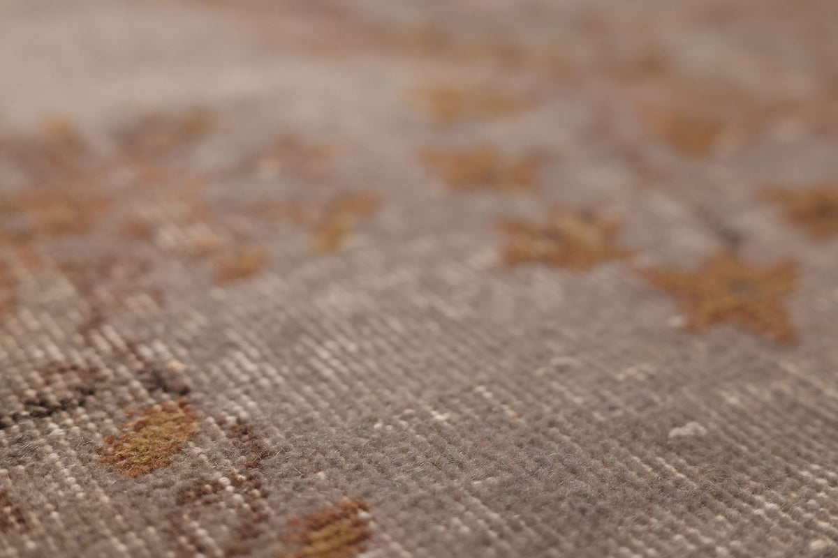 Vintage Isparta Turkish Runner Rug 4x7 ft — Gray & Brown Floral