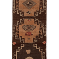 Vintage Kars Turkish Runner Rug 3x6 ft — Brown & Beige Geometric