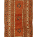 Vintage Malatya Turkish Runner Rug 3x5 ft — Orange & Brown Geometric